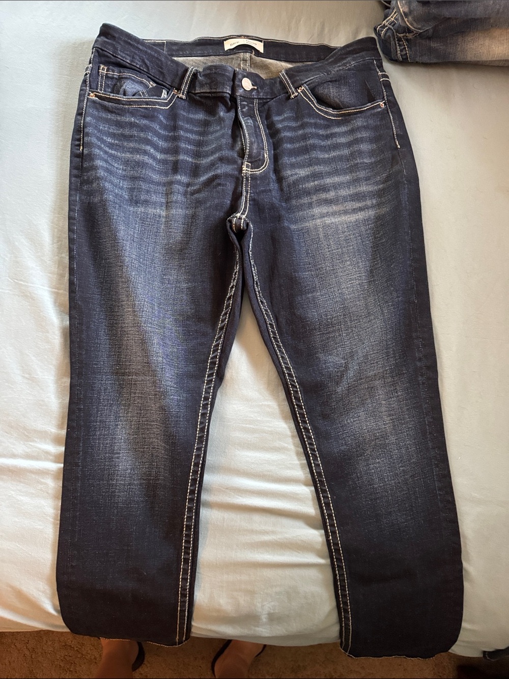 BKE Payton Dark Blue Jeans with White Stitching